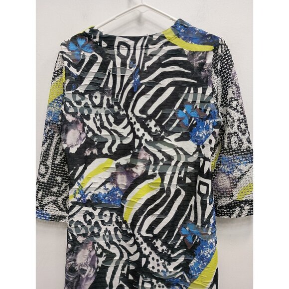 Alberto Makali Womens Wearable Art Top Medium Multi Abstract Textured 3/4 Sleeve - Picture 9 of 9